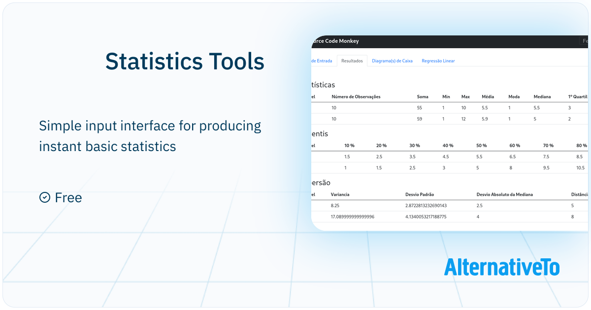 Software Statistics Tools Statistics Tools: Simple input interface for producing instant basic ...