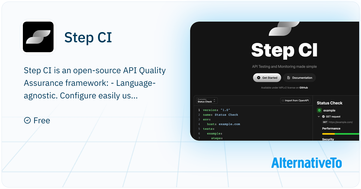 Step CI: Open-source API Quality Assurance | AlternativeTo
