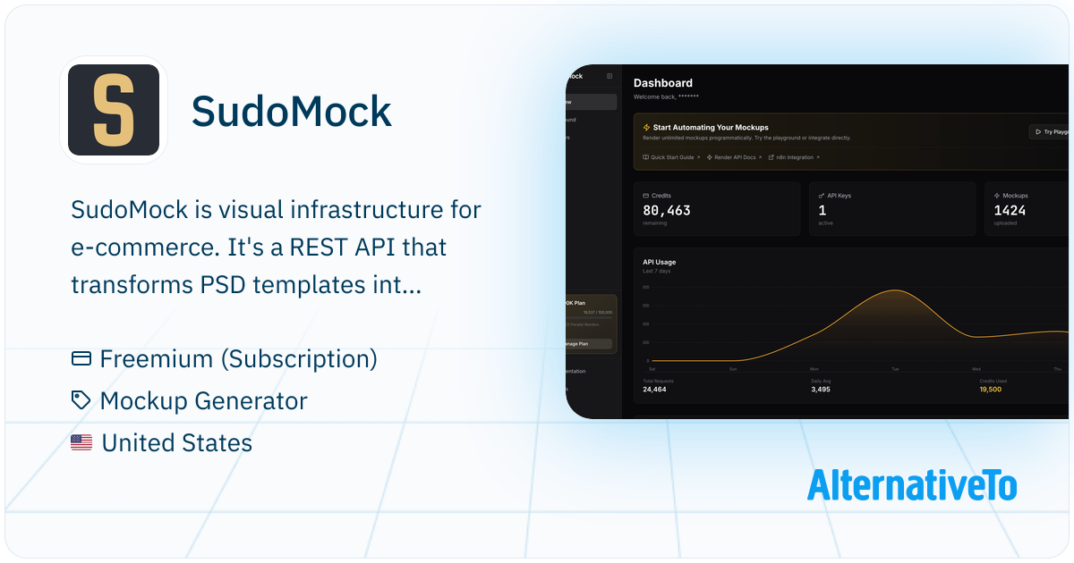 SudoMock: REST API for PSD mockup rendering. Sub-second response times ...