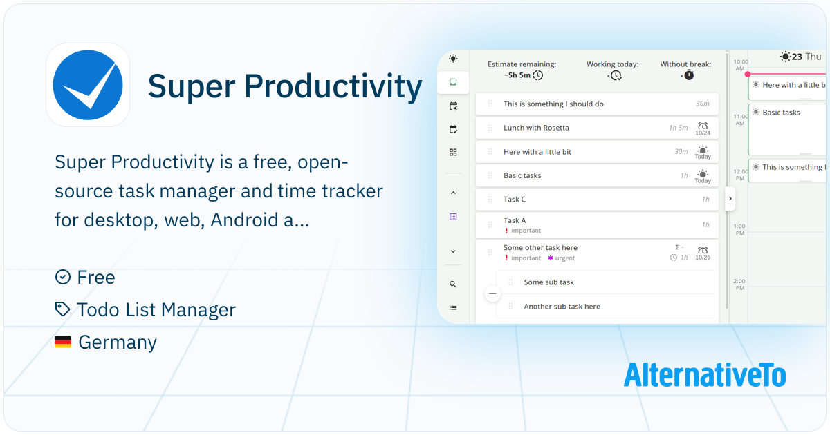 Super Productivity: Task management and time tracking tool | AlternativeTo