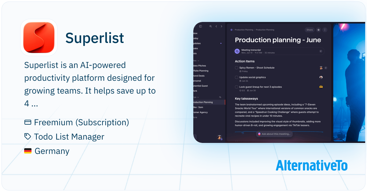 Superlist Icon Superlist: AI platform unifies tasks, notes, and meetings for teams ...