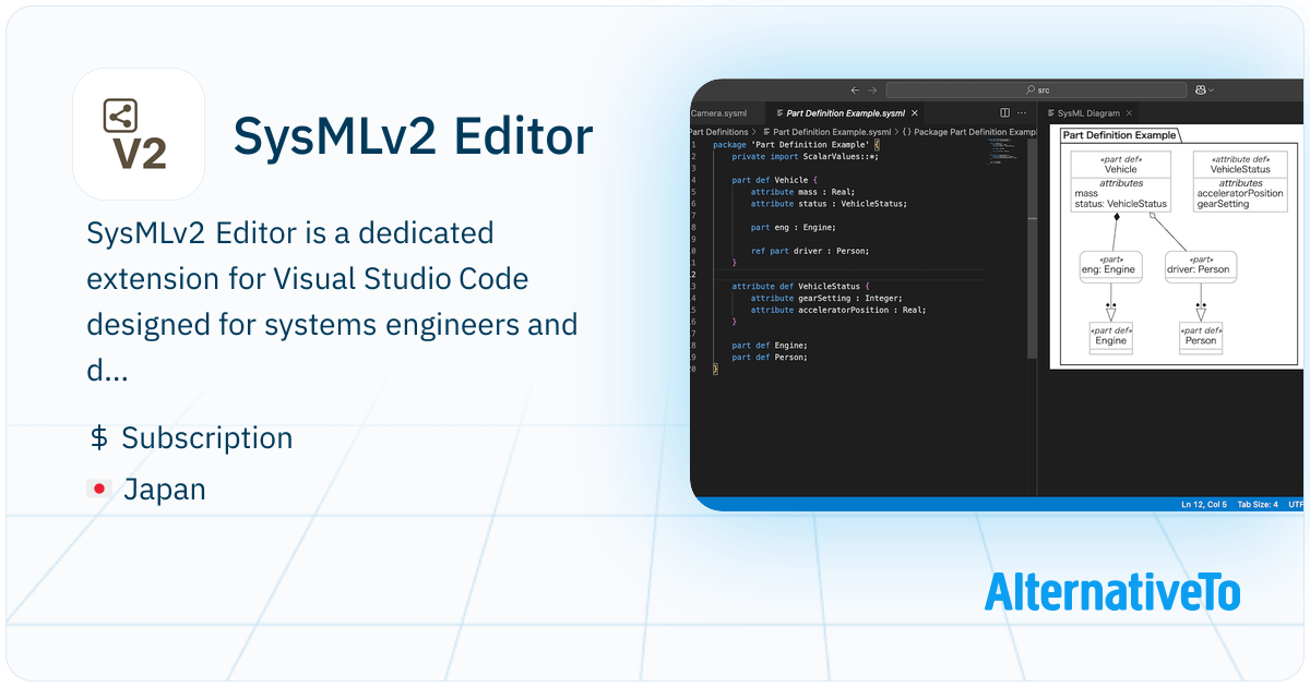 SysMLv2 Editor A Lightweight Visual Studio Code Extension For SysMLv2 SysMLv2 Editor A Lightweight Visual Studio Code Extension For SysMLv2