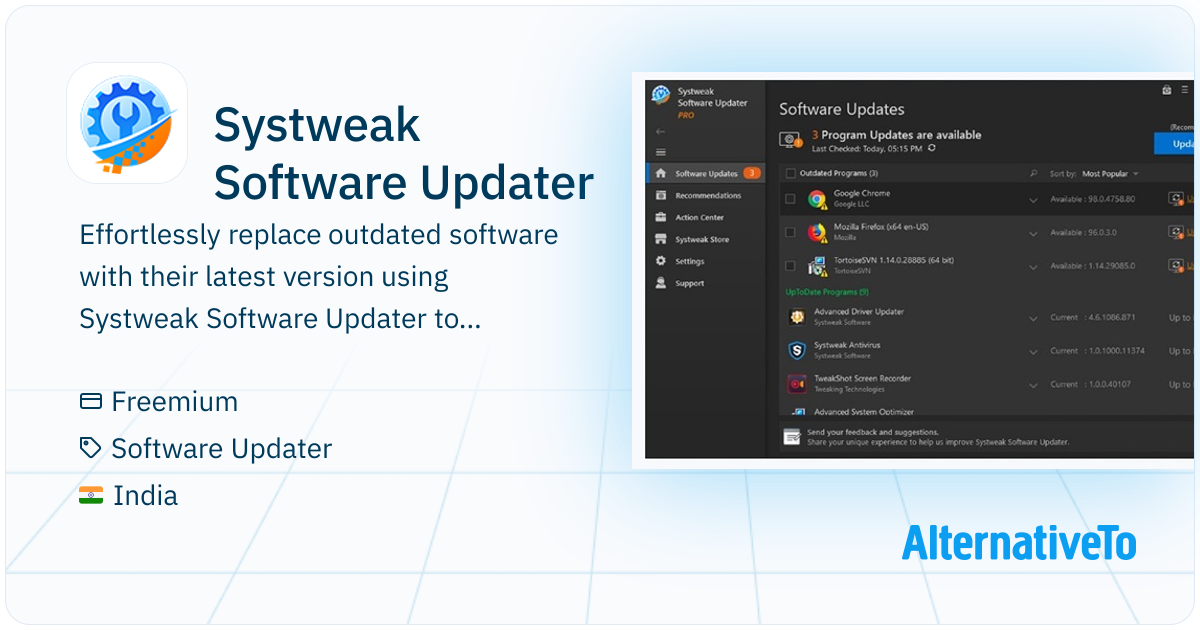 Systweak Software Updater: Effortlessly replace outdated software with ...