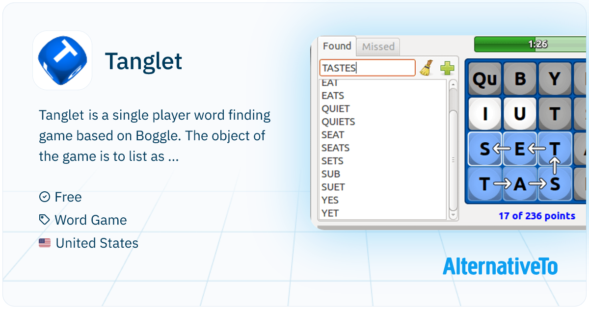 Tanglet: Single player word finding game | AlternativeTo