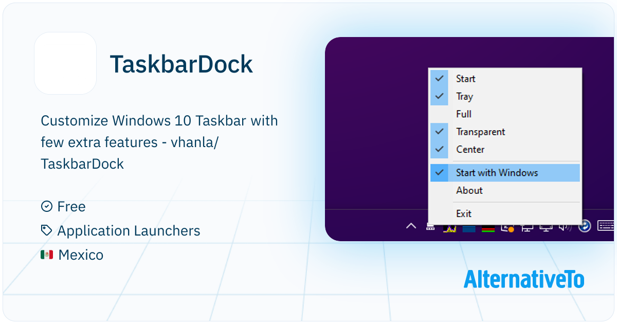 Developer Taskbar TaskbarDock: Offers a few extra features to customize your Windows 10 ...