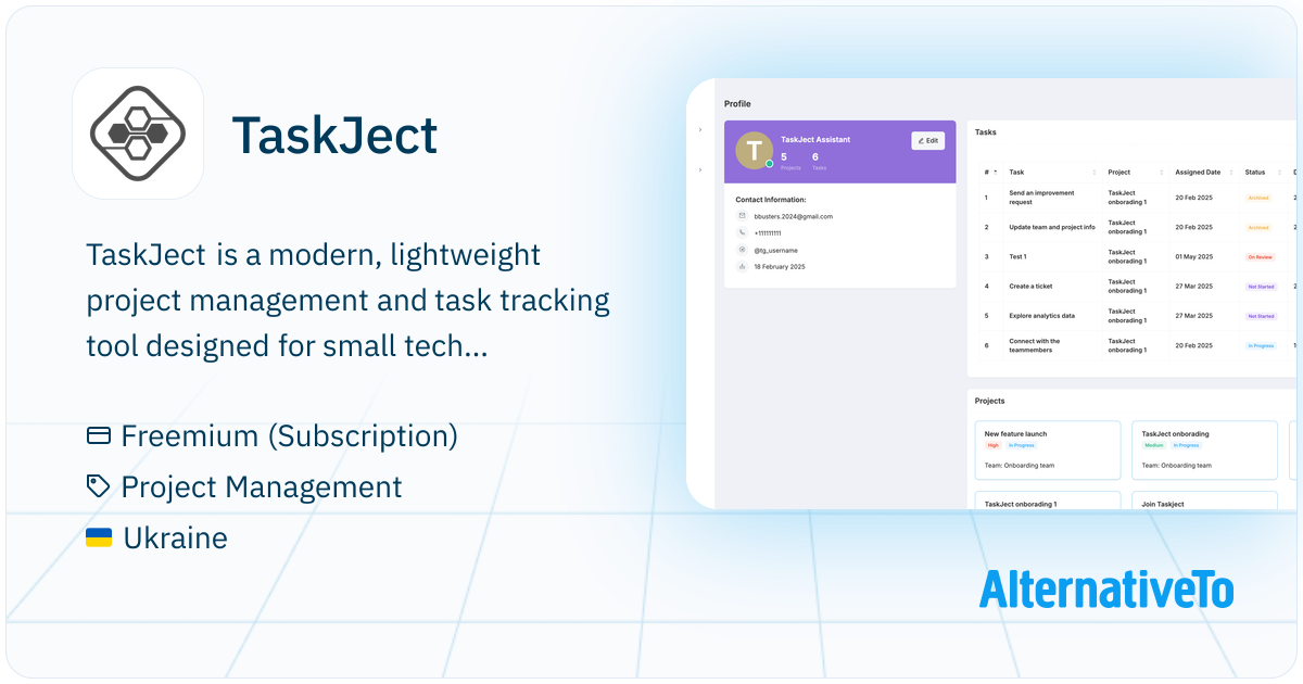 TaskJect: Clean and minimal project management tool for small tech ...