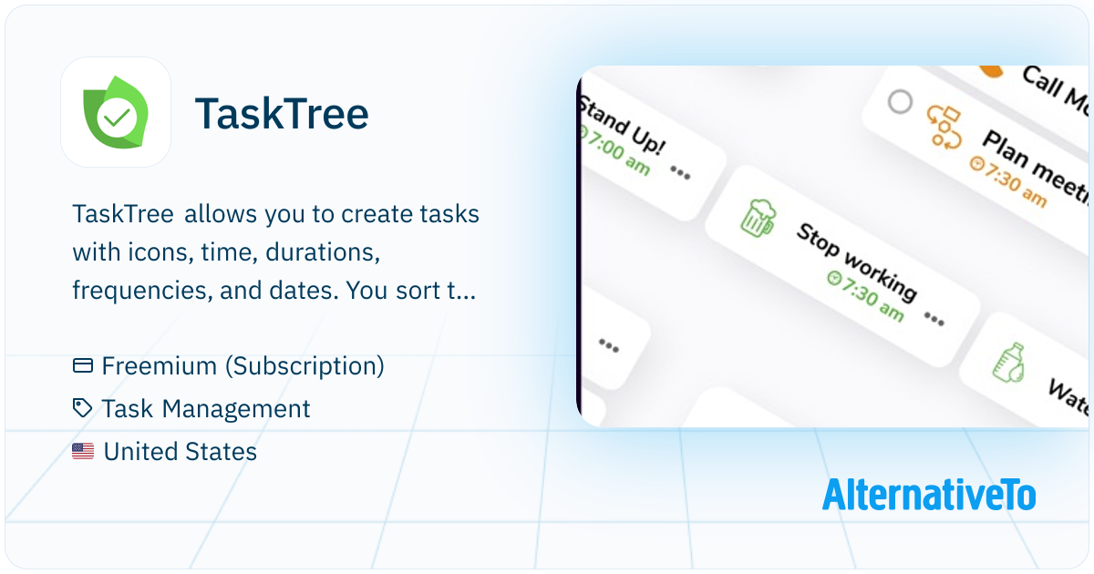 TaskTree: Allows you to create tasks with icons, time, durations ...