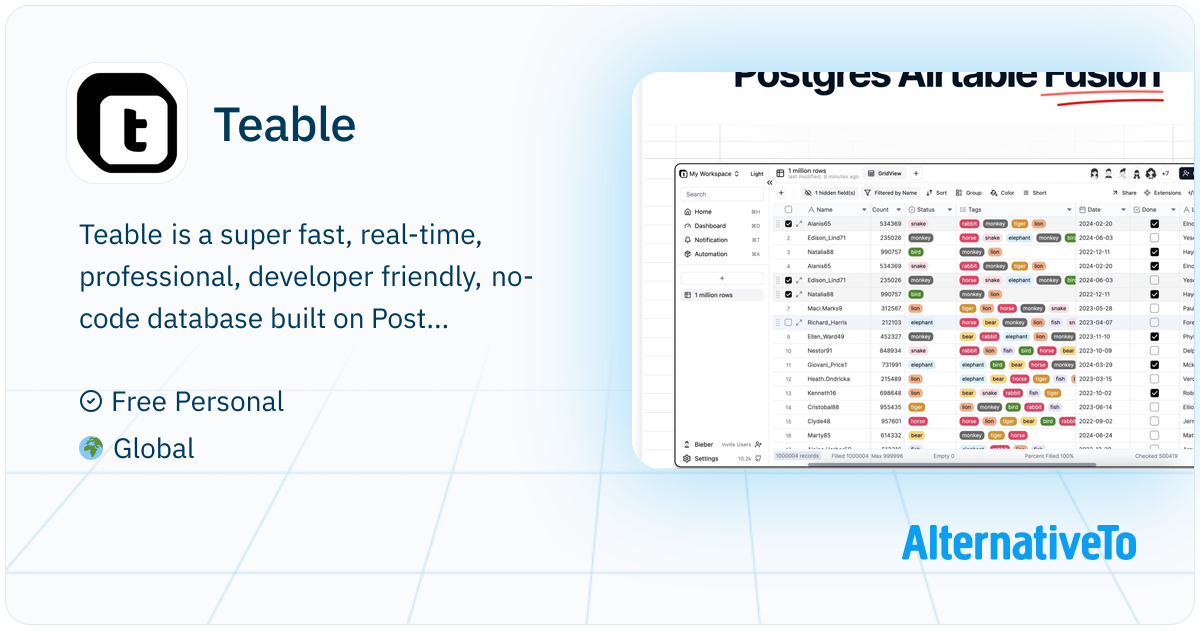 Teable: A superfast, real-time, professional, developer friendly, no ...