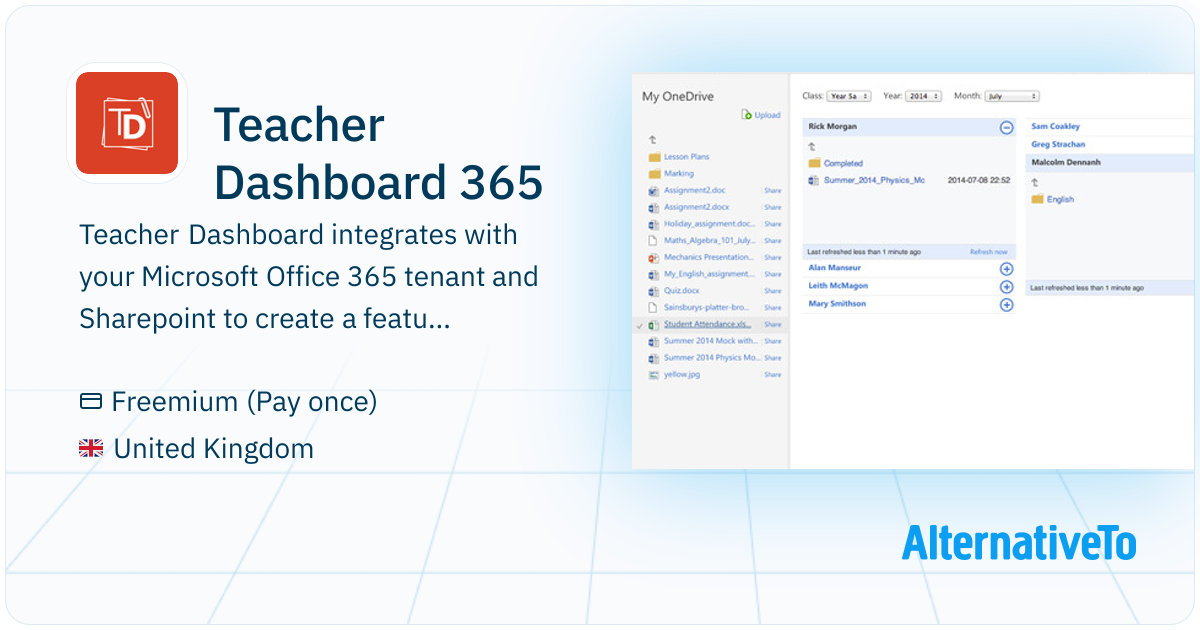 Teacher Dashboard 365 Teacher Dashboard is a free application that