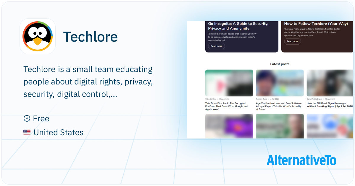 Techlore: Small team educating people about | AlternativeTo