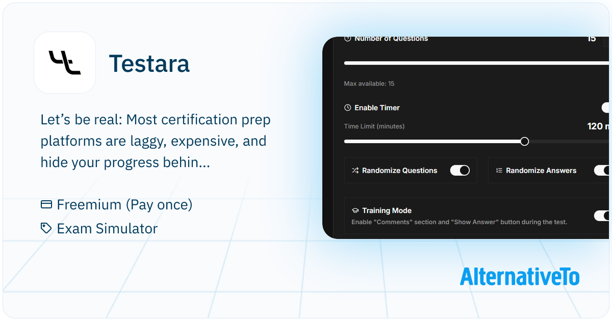 Testsera Testara: Next-gen IT certification exam preparation tool. | AlternativeTo