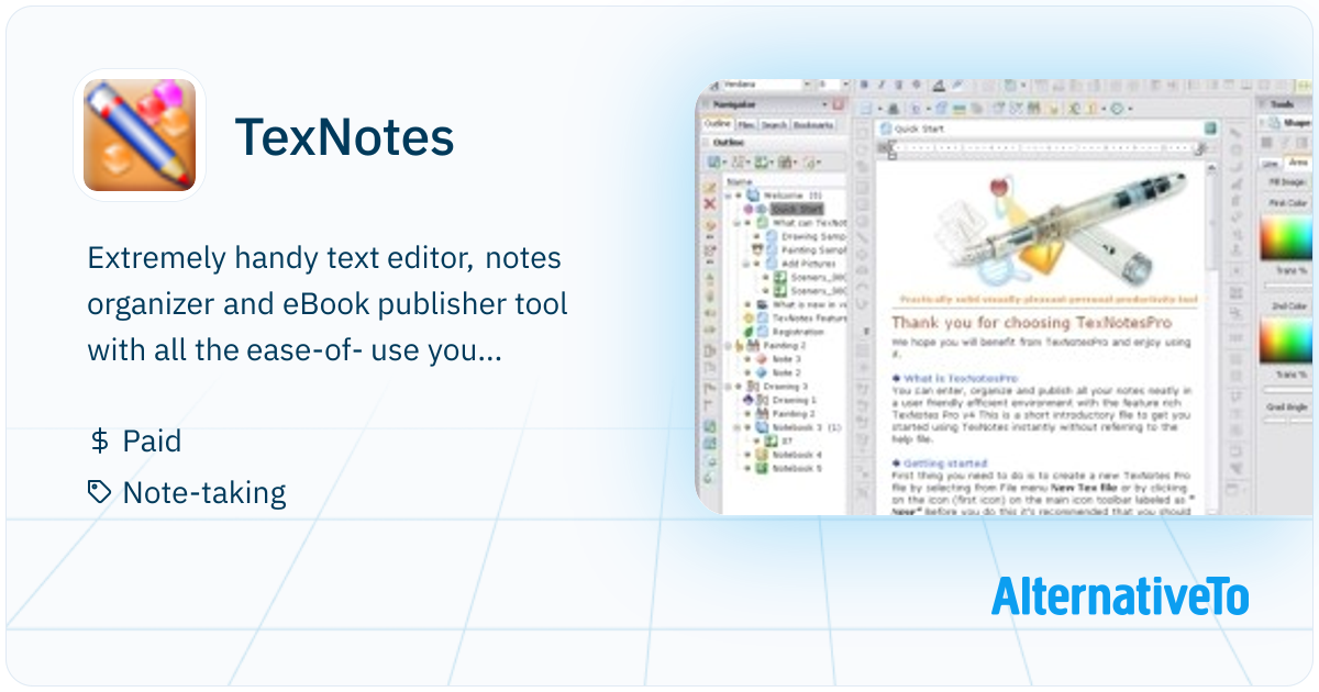 TexNotes: Extremely handy text editor, notes organizer and | AlternativeTo
