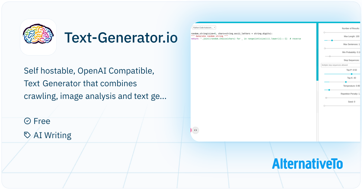 Text-Generator.io: Self hostable, OpenAI Compatible, Text Generator ...