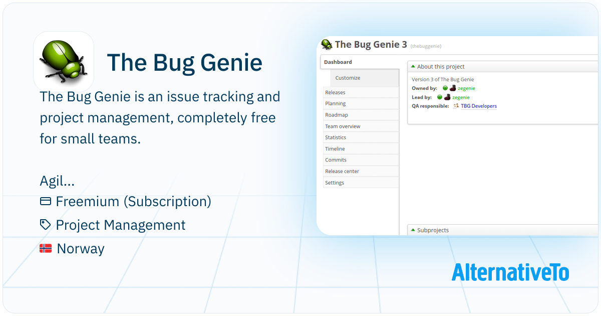 The Bug Genie Example The Bug Genie: Issue tracking and project | AlternativeTo