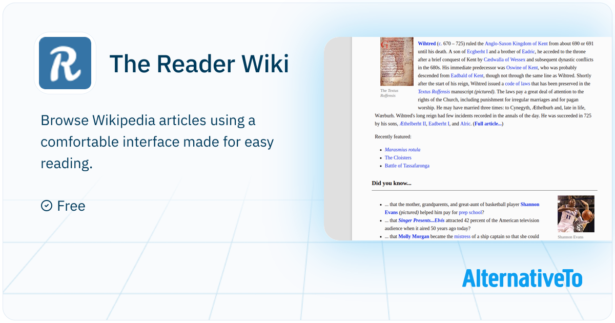 The Reader Wiki: The Reader View of Wikipedia | AlternativeTo