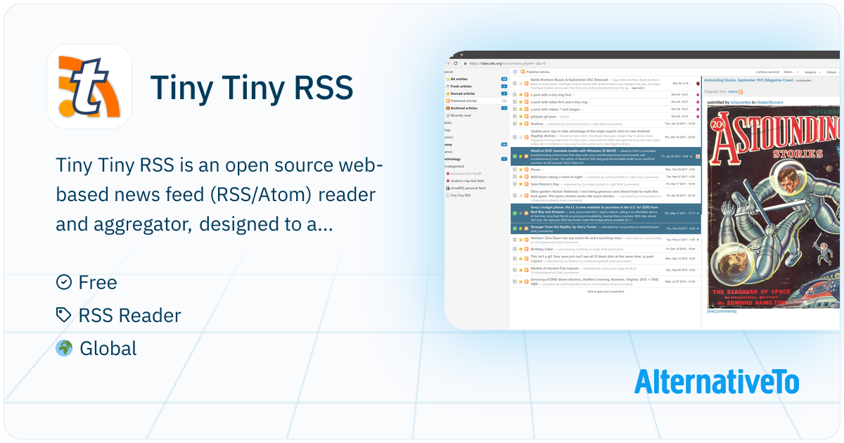 Tiny Tiny RSS: AJAX reader with privacy control | AlternativeTo
