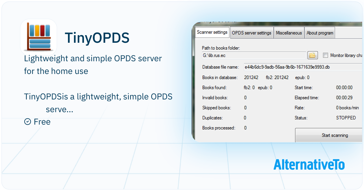 TinyOPDS: Lightweight and simple OPDS server for the home use ...