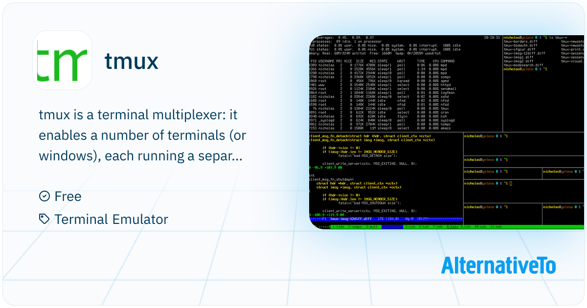Timux tmux: Terminal multiplexer: it enables a | AlternativeTo