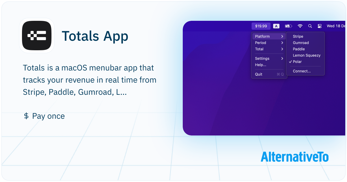 Totals App: Totals is a macOS menubar app that shows real-time revenue ...