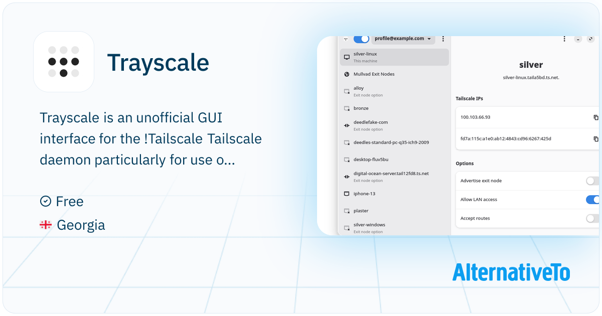 Trayscale: An unofficial GUI wrapper around the Tailscale CLI client ...