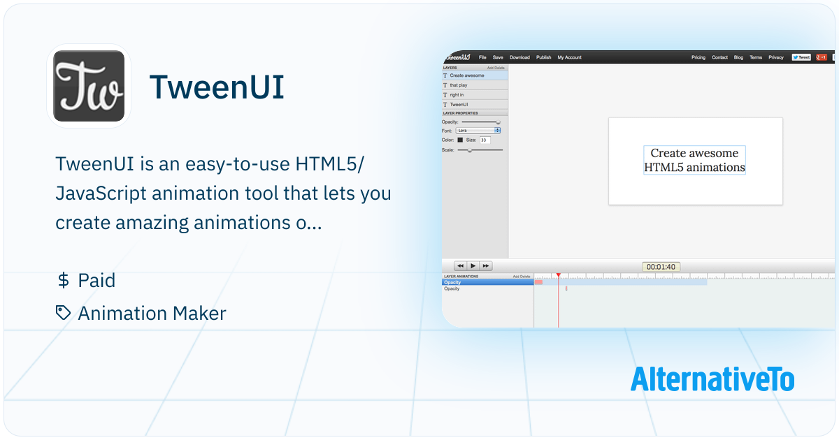 Tweenjs TweenUI: Easy-to-use HTML5/JavaScript | AlternativeTo