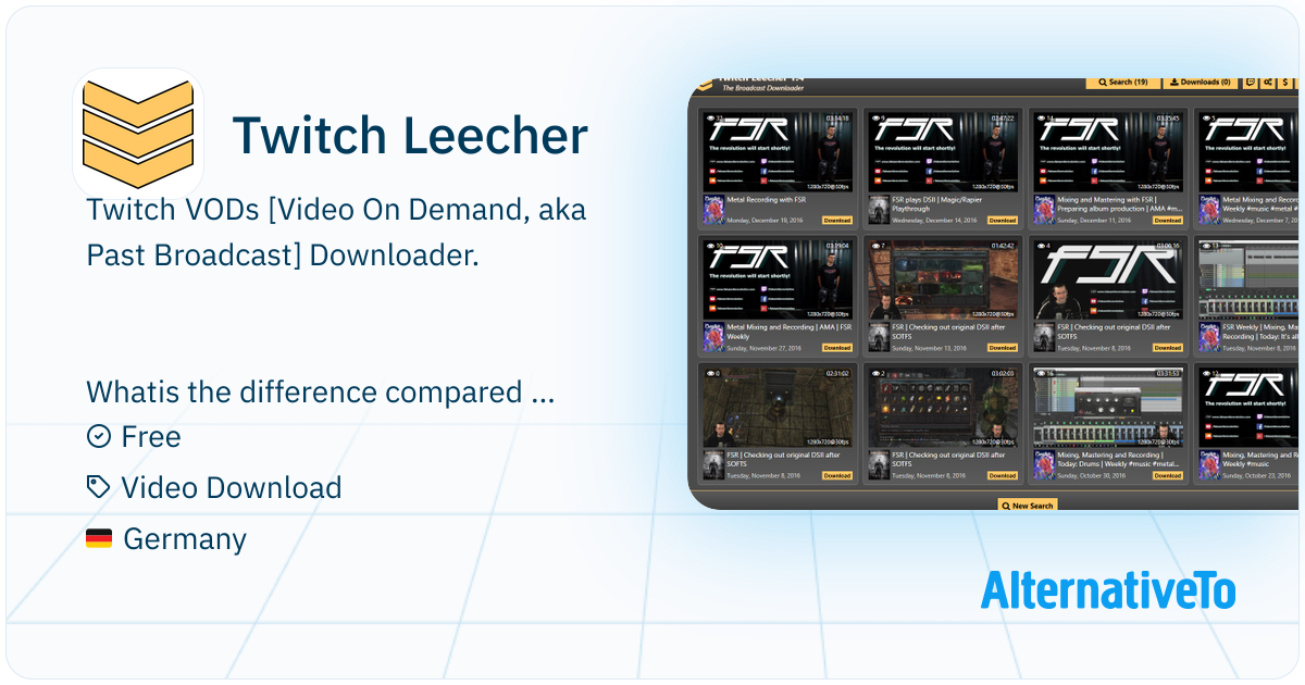 Twitch Leecher: Twitch VODs [Video On Demand, aka Past Broadcast ...