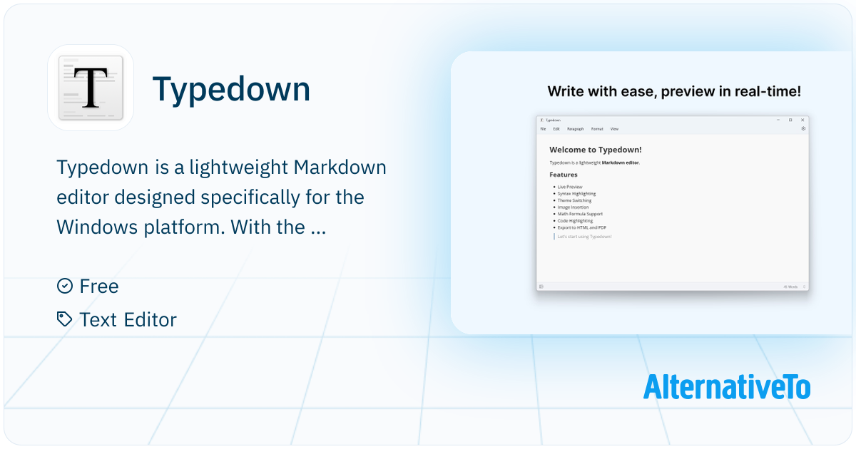 Typedown: A markdown editor | AlternativeTo