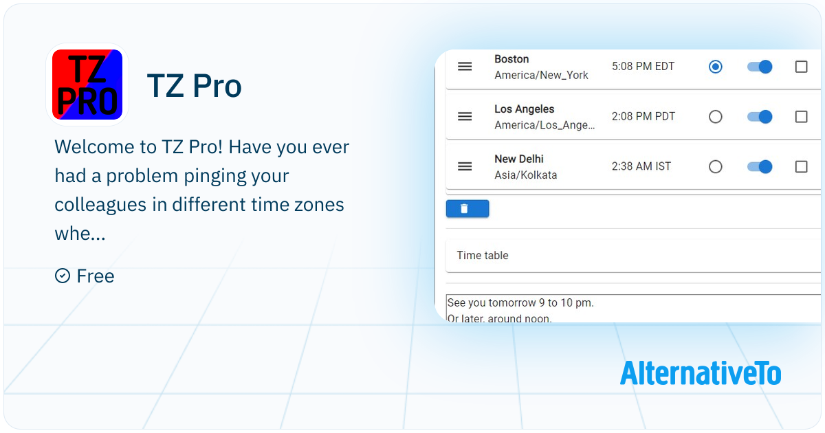TZ Pro: Time Zone conversion and translation app | AlternativeTo