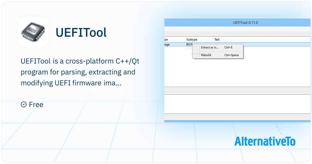 UEFITool: Cross-platform C++/Qt program for | AlternativeTo