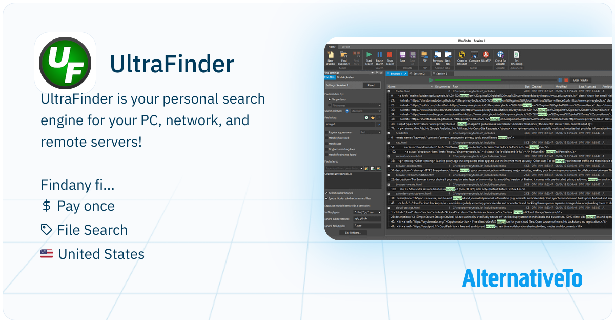 Ultrafinder UltraFinder: Is your personal search engine for | AlternativeTo