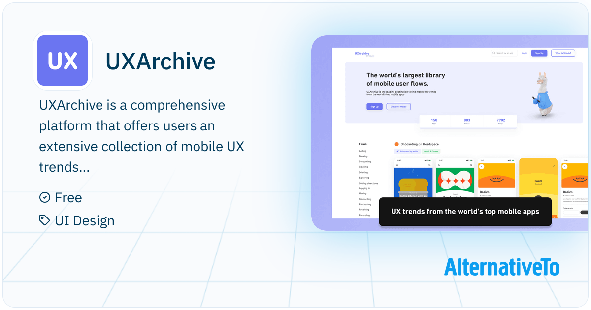 UXArchive: The world's largest library of mobile user flows | AlternativeTo