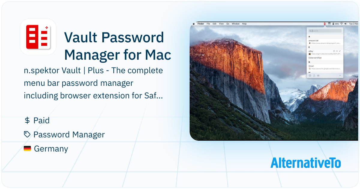 Vault Password Manager for Mac: Menu Bar Password Manager with Browser ...