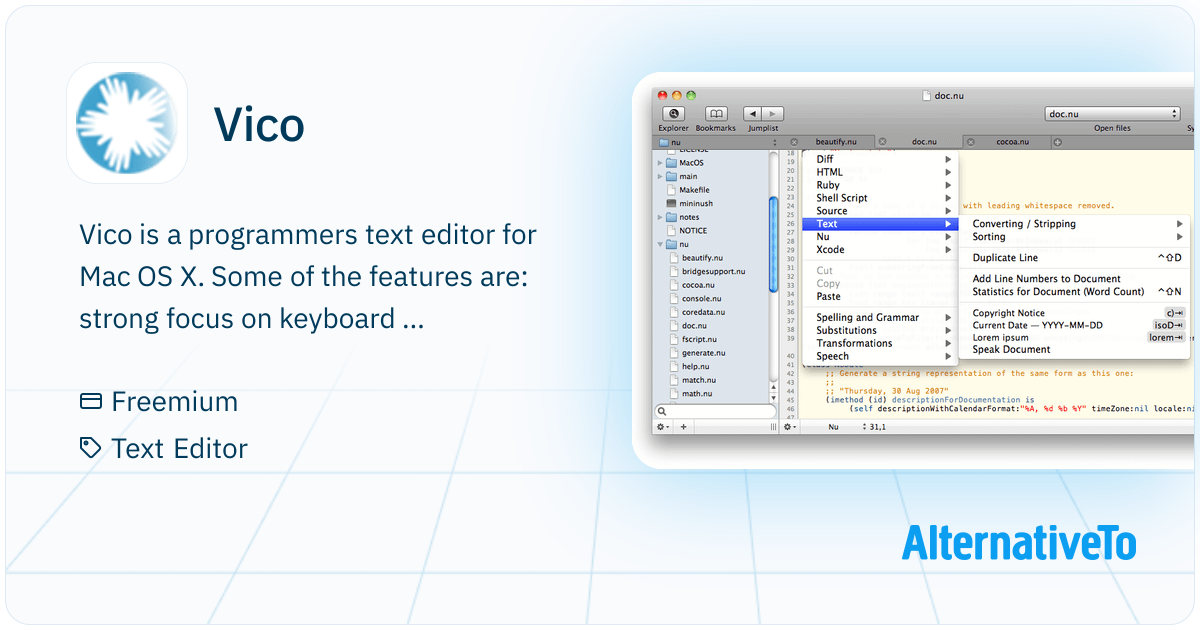 Vico: Programmers text editor for Mac OS X | AlternativeTo