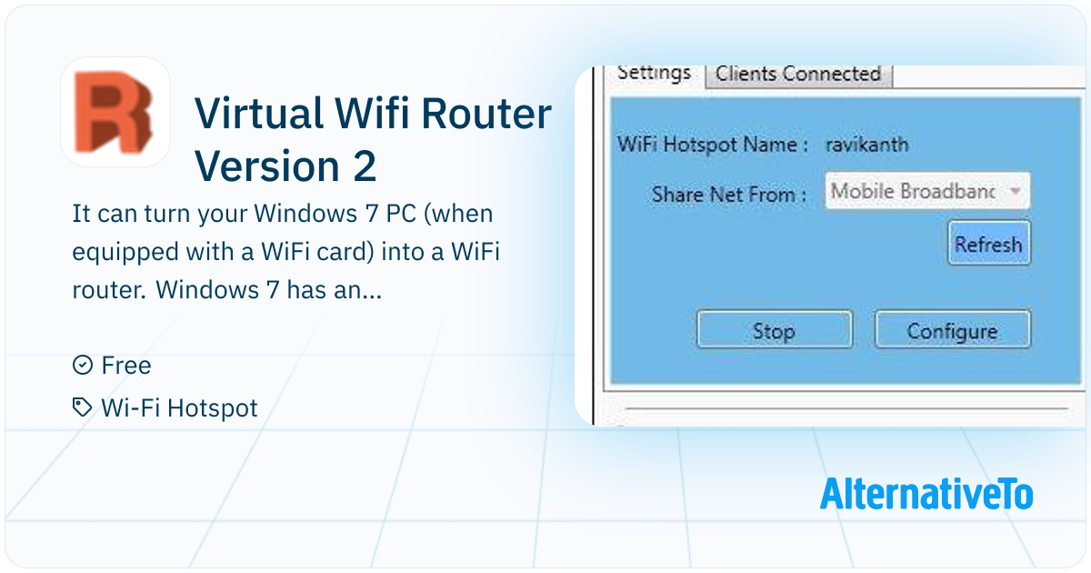 Vm Wi Fi Router Virtual Wifi Router Version 2: It can turn your Windows 7 PC (when ...
