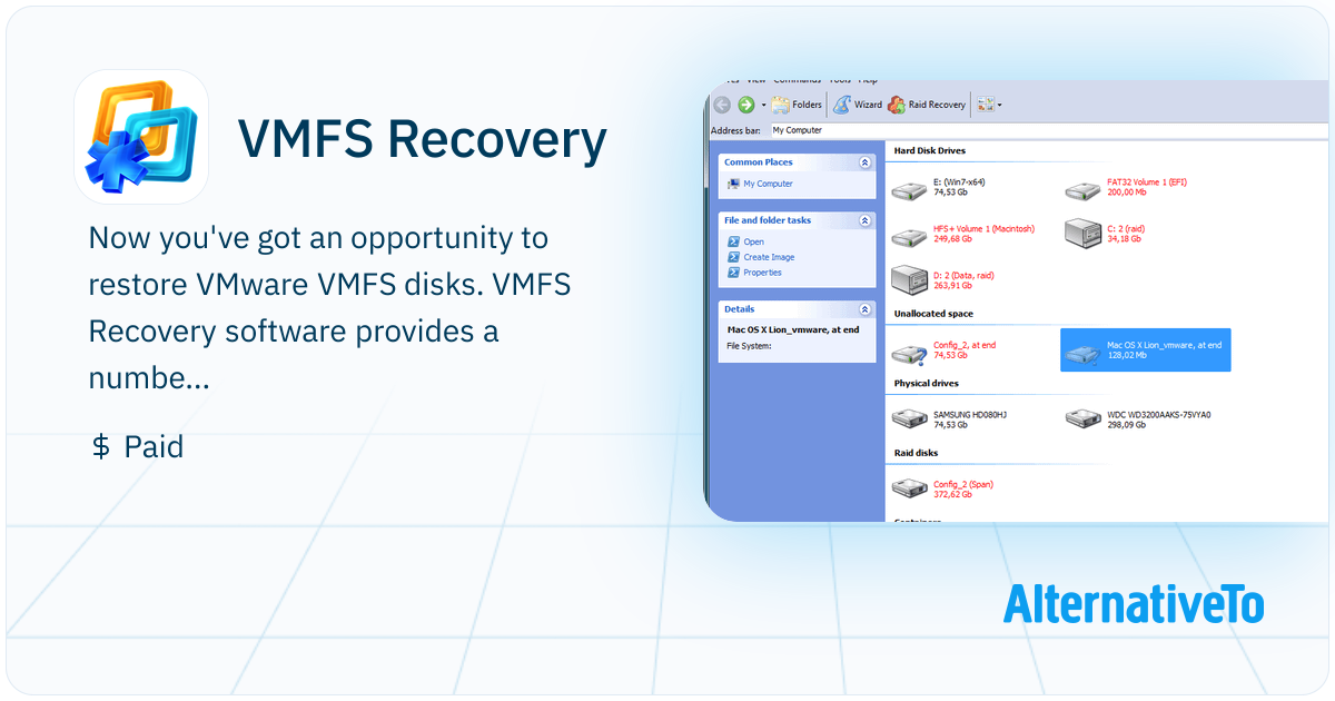 VMFS Recovery: Now you've got an opportunity to restore | AlternativeTo