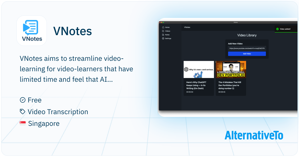 VNotes: Turn any video into a study tool — pause anytime to take notes ...