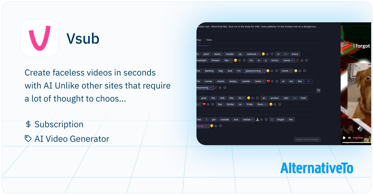 Vsub Design Vsub: AI creates faceless videos from text, no camera or script needed ...