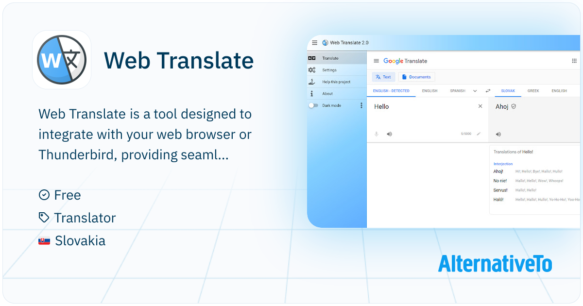 Web Translate: Gives you easy access to your favorite translator page ...