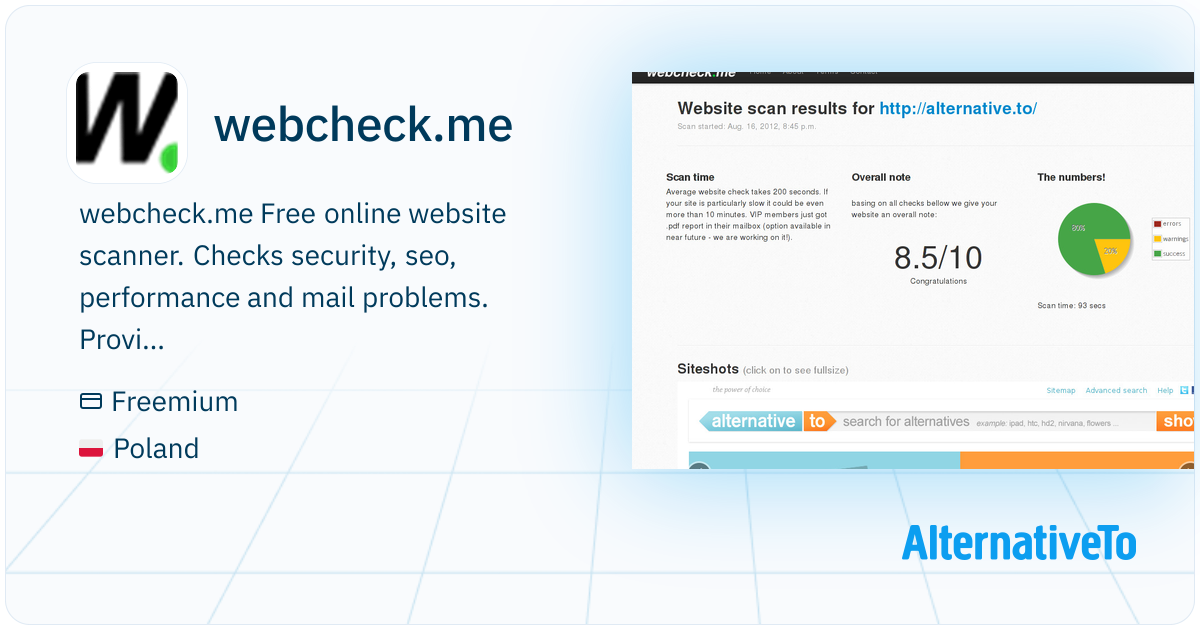webcheck.me: Free online website scanner | AlternativeTo