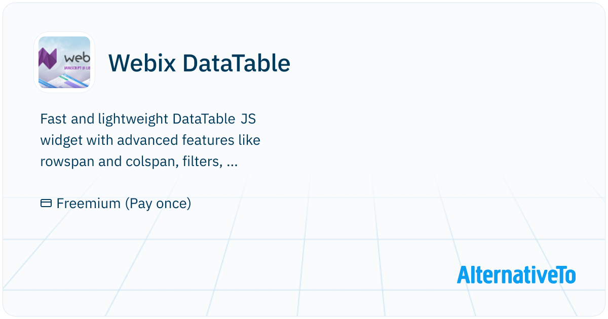 Webix DataTable: DataTable (or DataGrid) is a powerful JS grid control ...