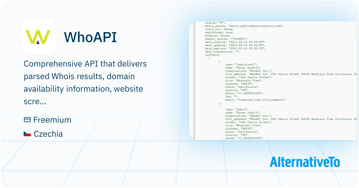 WhoAPI: Comprehensive API that delivers parsed Whois results, domain ...