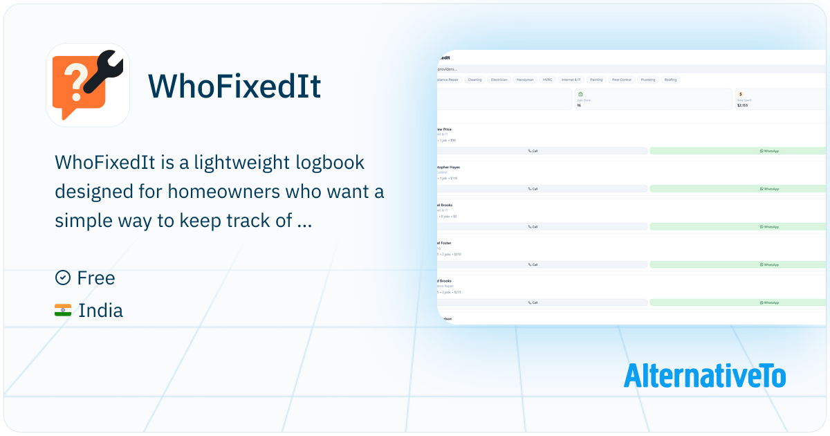 WhoFixedIt: A simple logbook app that helps homeowners track service ...