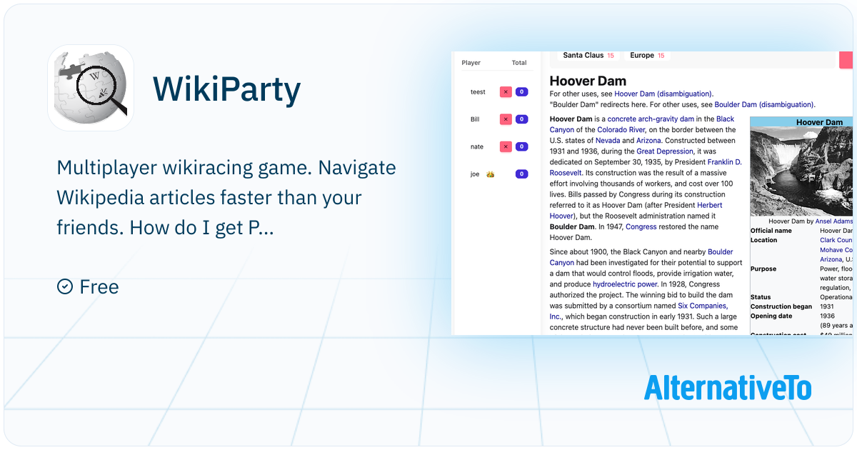WikiParty: Multiplayer Wikiracing game with multiplayer | AlternativeTo