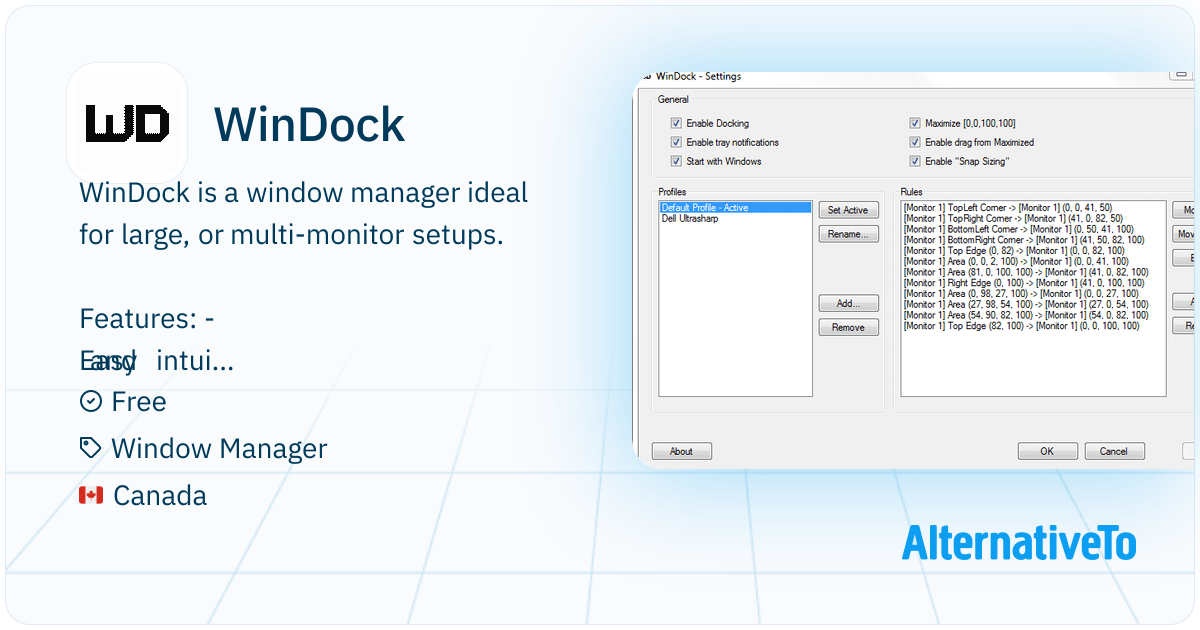 Windock Windows WinDock: Window manager ideal for large, or | AlternativeTo