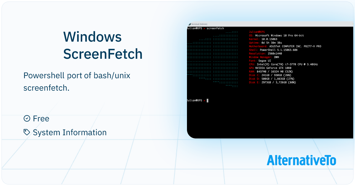 Windows ScreenFetch: Powershell port of bash/unix screenfetch ...