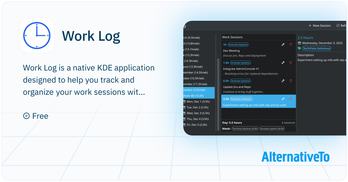 Work Log: Native KDE application designed to | AlternativeTo