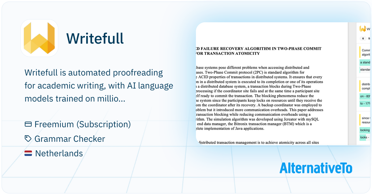 Writefull: Uses AI language models to help you improve your academic ...