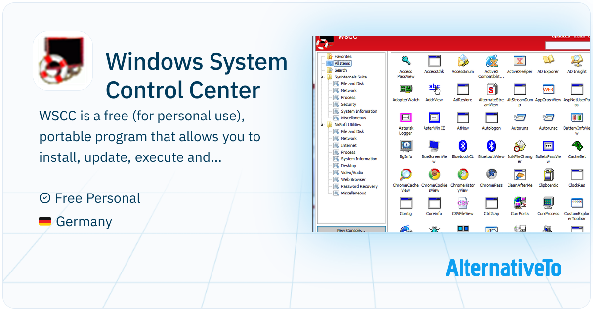 Windows System Control Center: WSCC supports the following utility ...