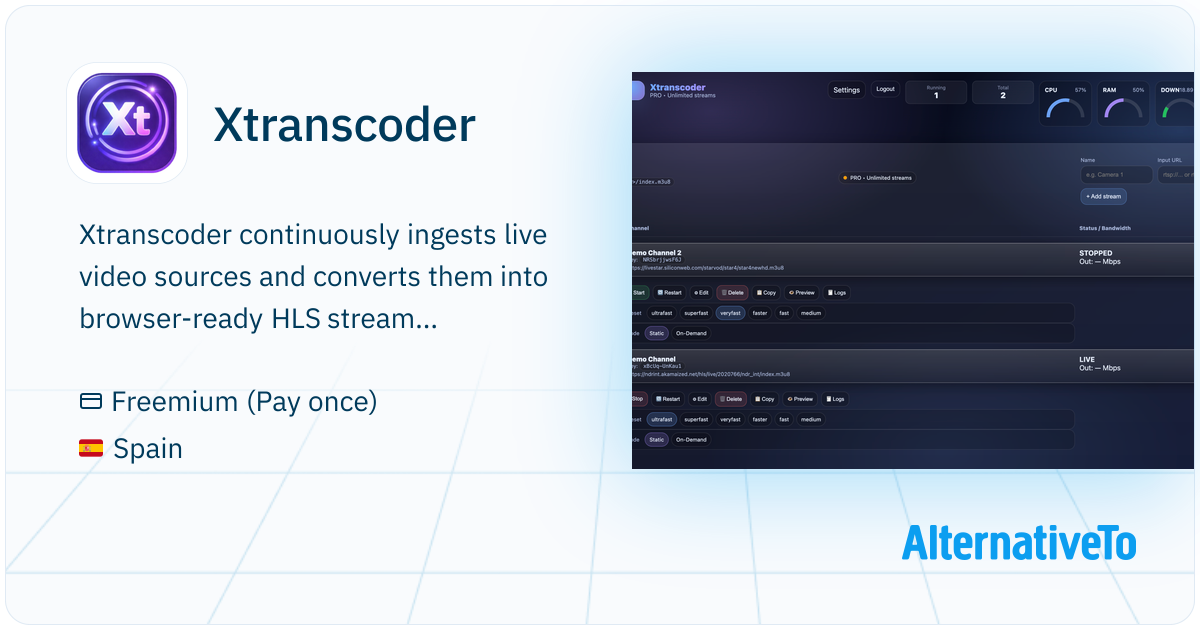 Xtranscoder: A self-hosted live streaming transcoder that converts RTSP ...