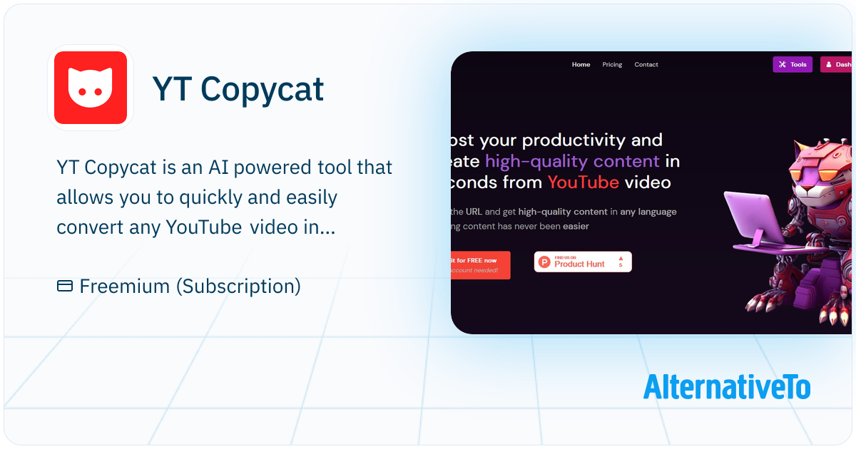 YT Copycat: AI powered tool that allows you | AlternativeTo